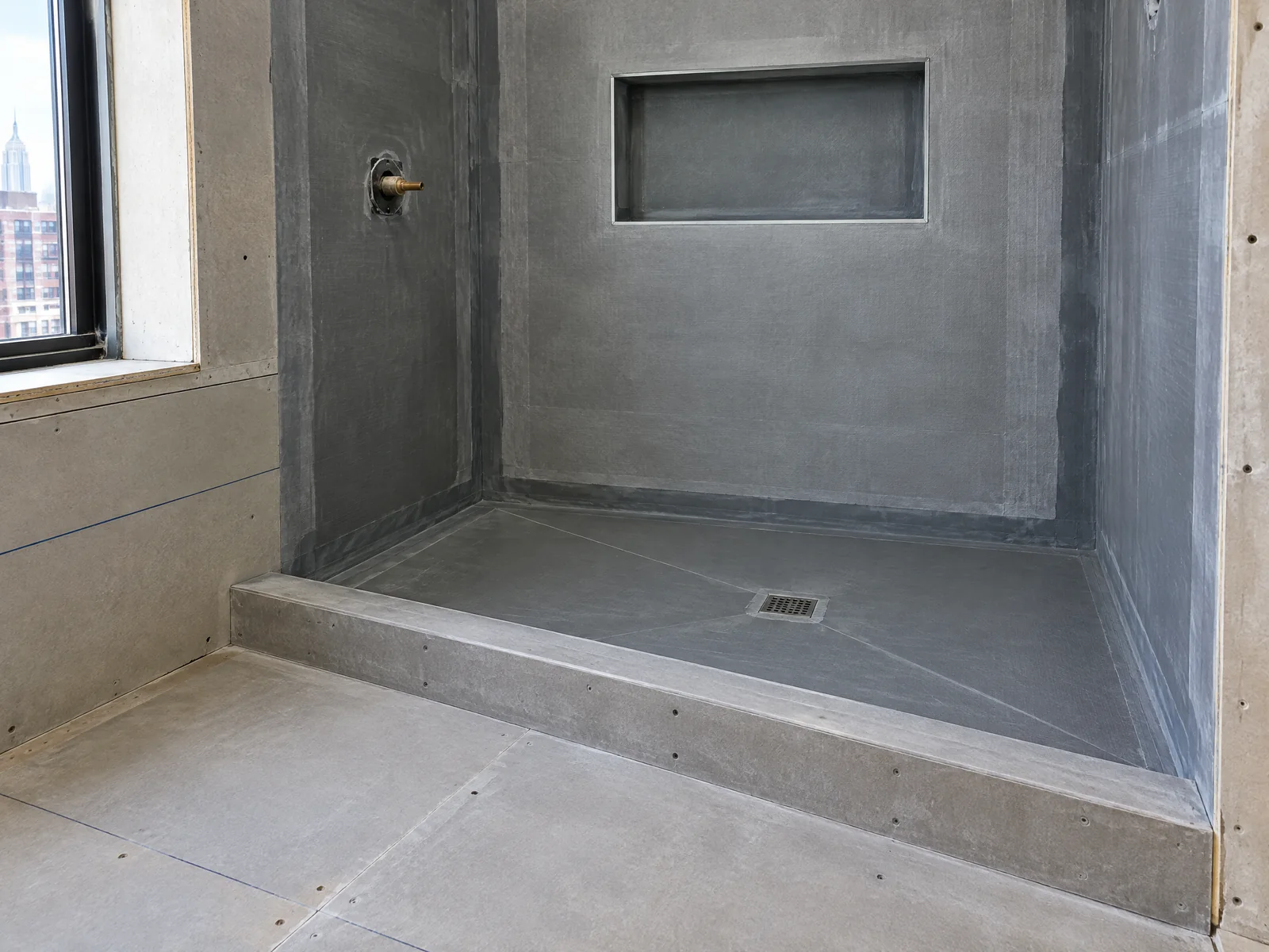 NYC bathroom waterproofing and substrate preparation before tile installation