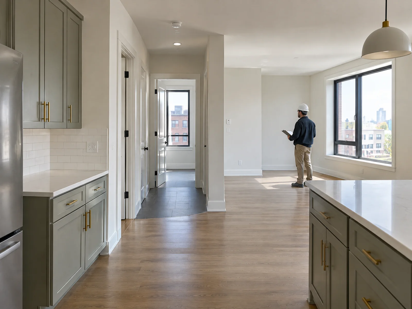 Final construction finish closeout inside a renovated NYC apartment