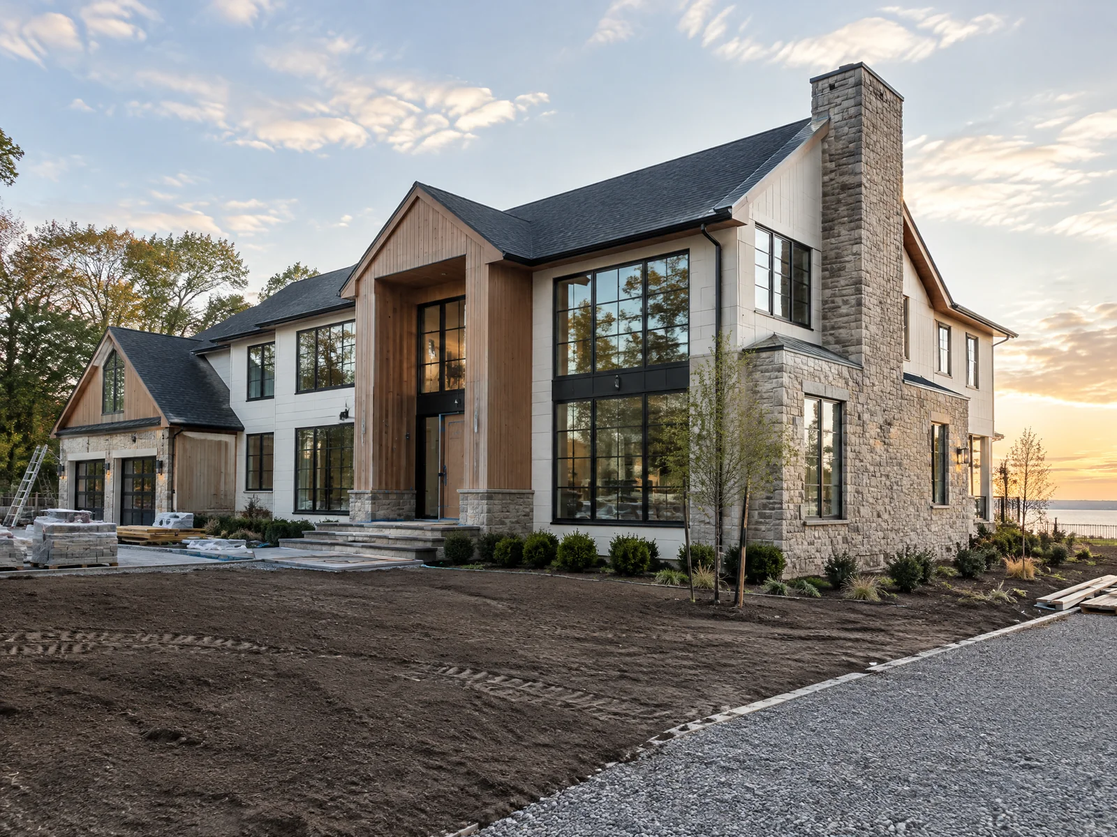 Advanced-stage custom home construction on Long Island