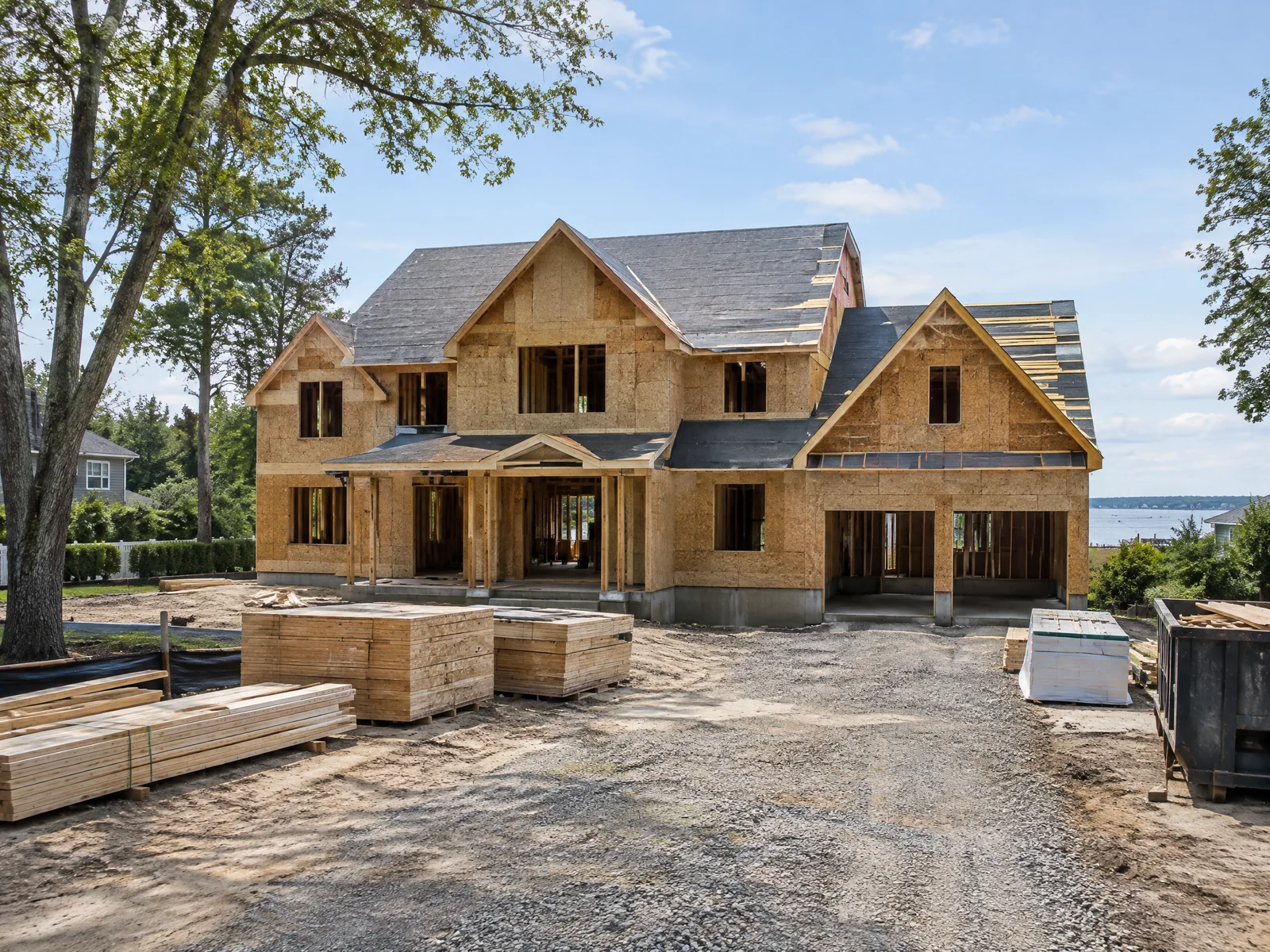 New custom home under construction on Long Island