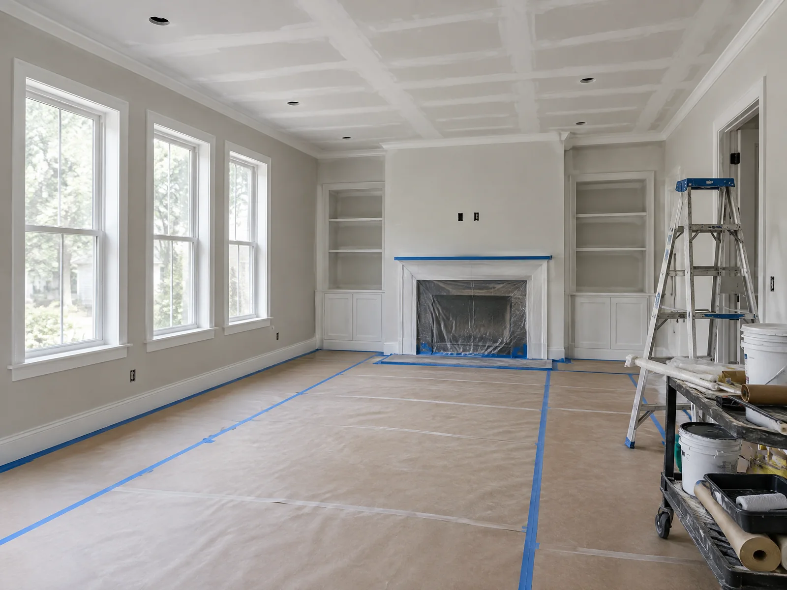 Wall, ceiling, trim, and paint preparation after smoke-damage cleanup